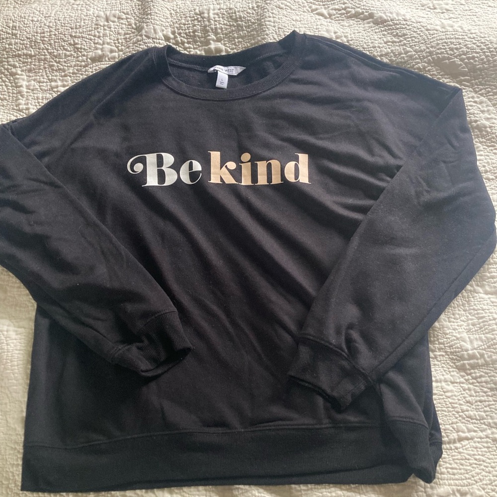 Nine West Black 'Be Kind' Long Sleeve Top